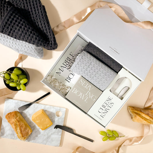 style-bundle-corporate-gift-box-marble-and-dip-with-marble-board-cheese-knives-and-two-cotton-waffle-tea-towels