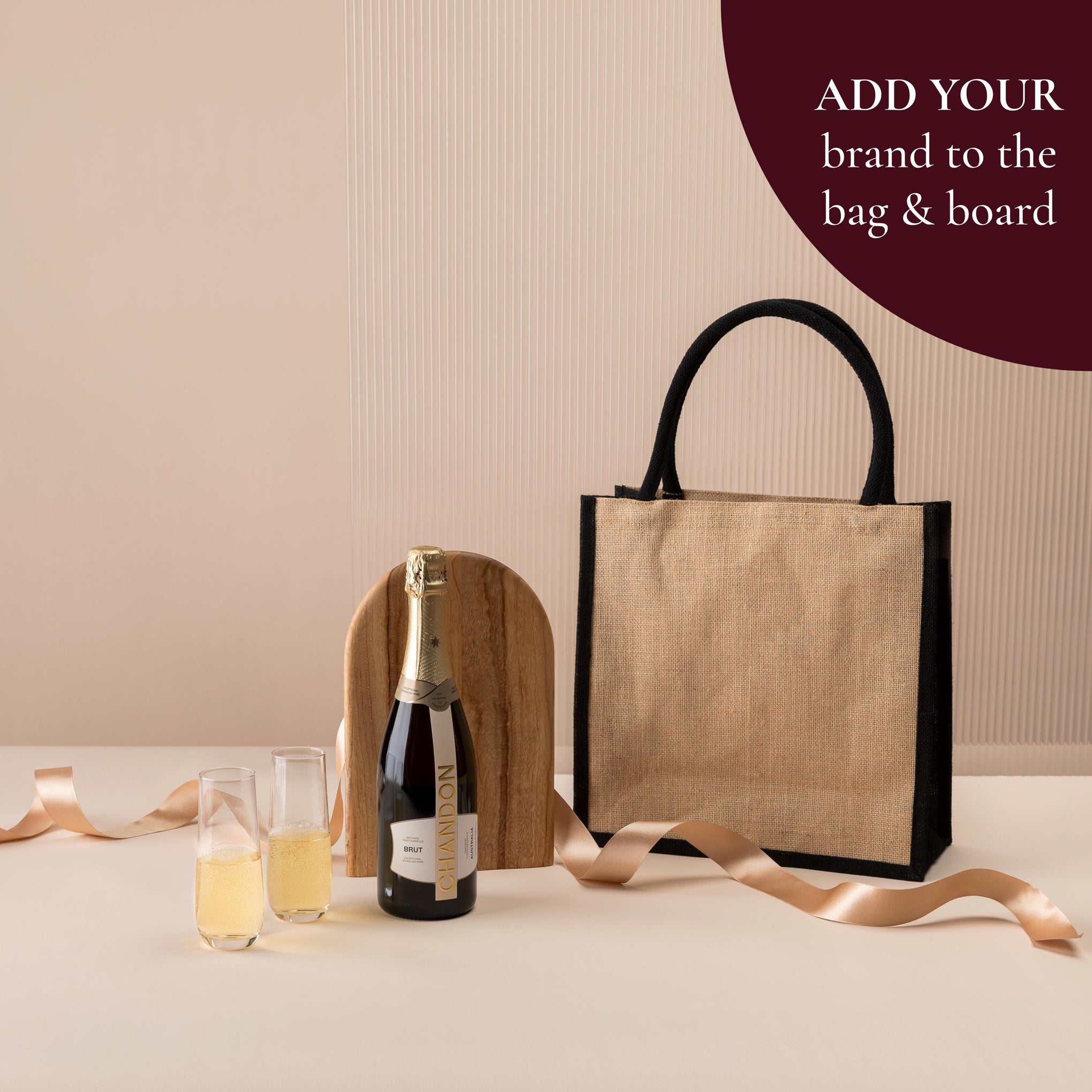 style-bundle-real-estate-gift-in-jute-tote-bag-with-arched-wooden-board-and-chandon