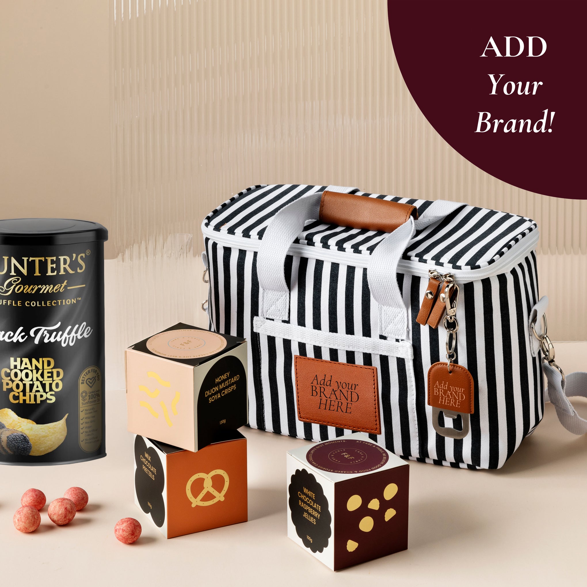 style-bundle-summer-striped-insulated-cooler-bag-with-hunters-gourmet-truffle-chips