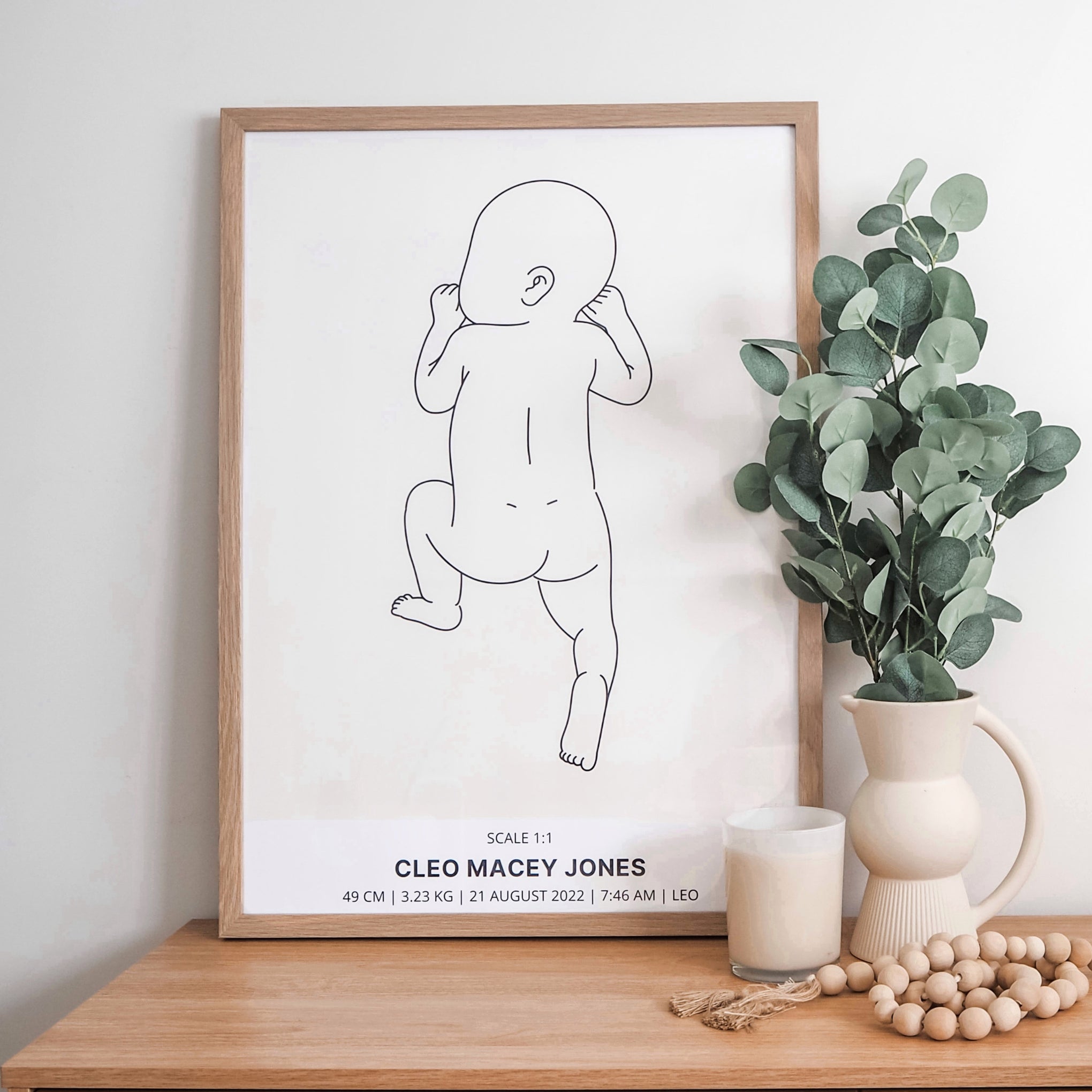 Personalised 1:1 Newborn Artwork by Poster Baby (voucher to customise later)