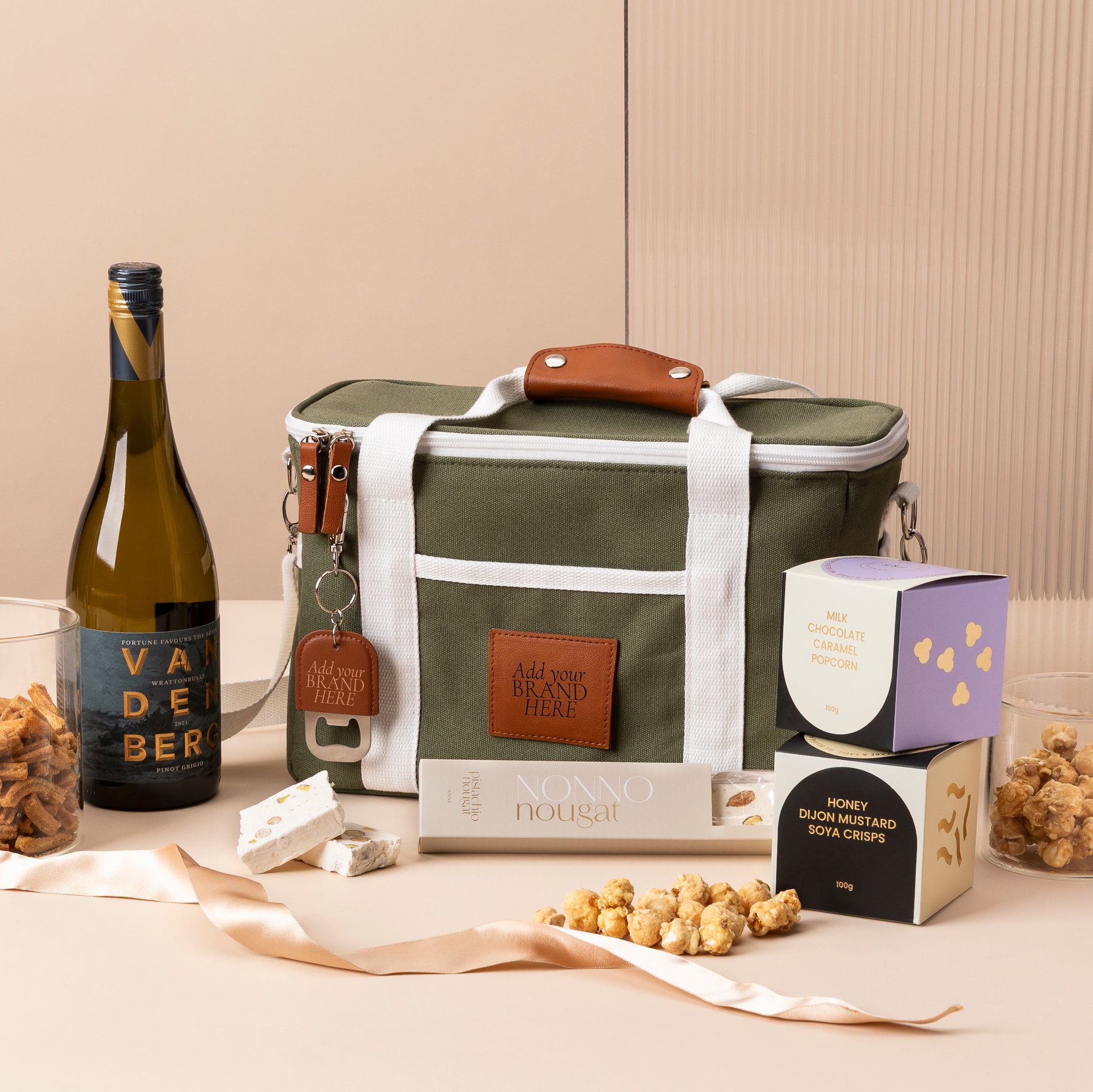 style-bundle-the-little-picnic-with-green-cooler-bag-and-option-to-add-your-logo-to-the-leather-patch