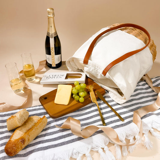 new-house-gifts-in-basket-tote-bag-and-chandon-with-cheese-board-and-stemless-flutes-and-turkish-towel