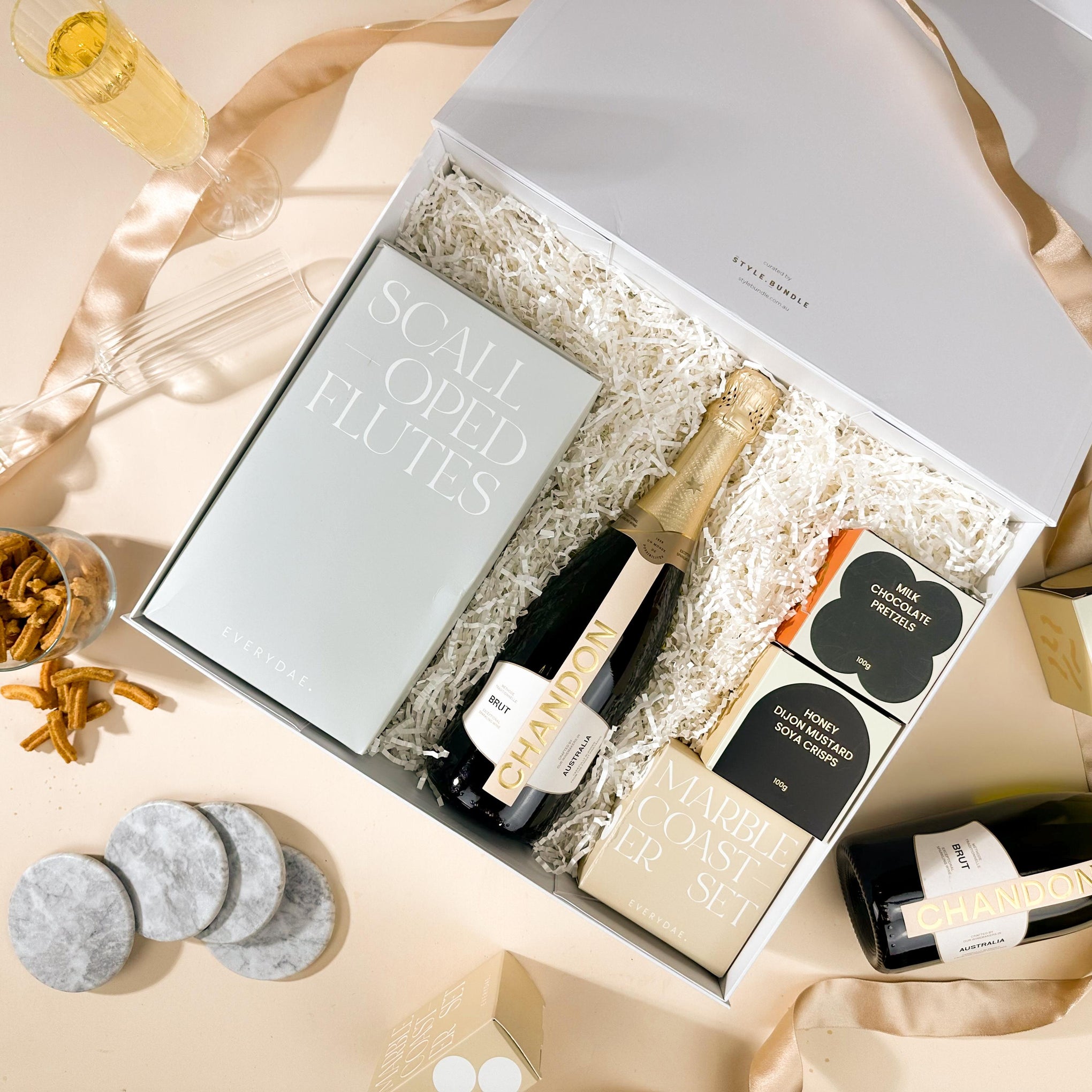 style-bundle-chandon-coasters-and-treats-corporate-gifts-with-scalloped-champagne-flutes-and-chandon