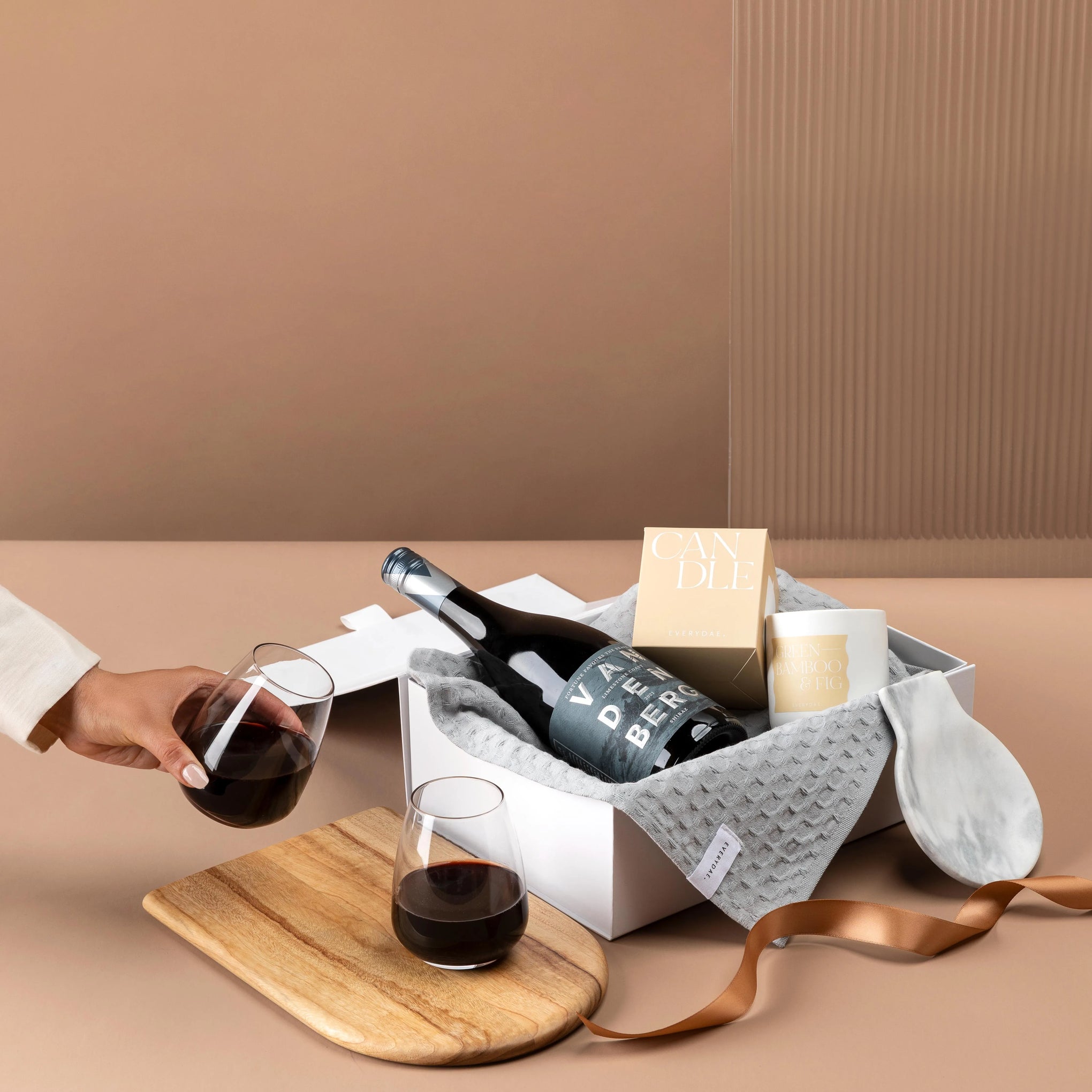 style-bundle-the-classy-kitchen-real-estate-hamper-with-arched-board-candle-and-wine