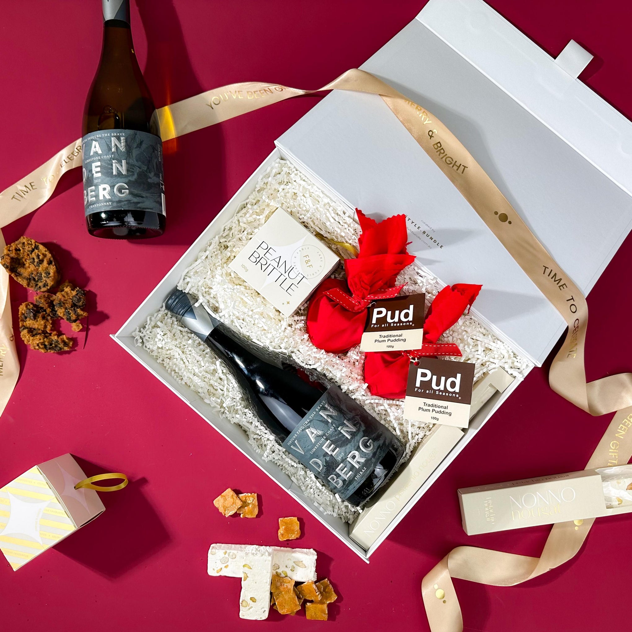 style-bundle-client-christmas-gifts-the-plonk-and-pud-with-peanut-brittle-and-vandenberg-wine-with-pistachio-nougat