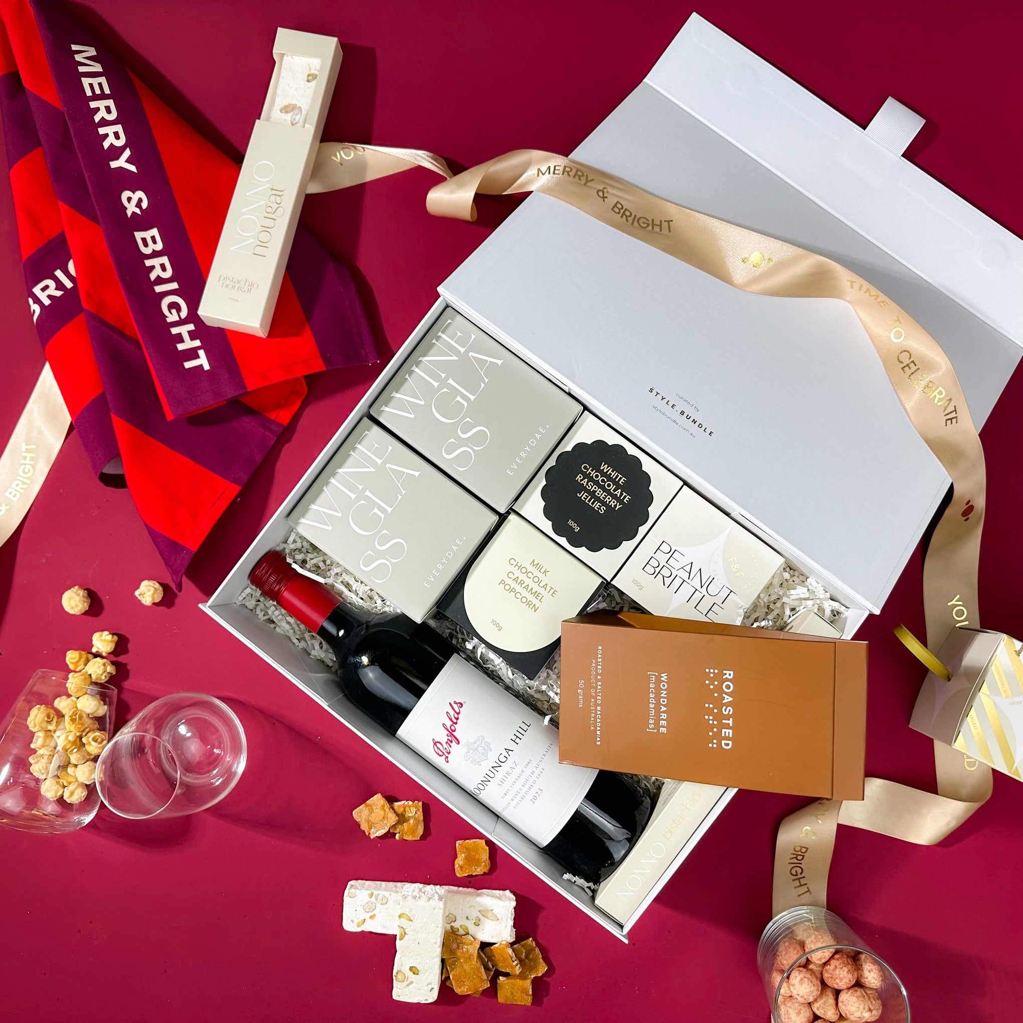 style-bundle-gifts-for-coworkers-christmas-the-xmas-red-for-2-with-penfolds-wine-and-two-stemless-wine-glasses-with-snacks-and-treats